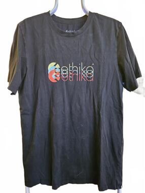 Ethika Mens blurry logo Black Short Sleeve T-Shirt  Sz. Small - vintage